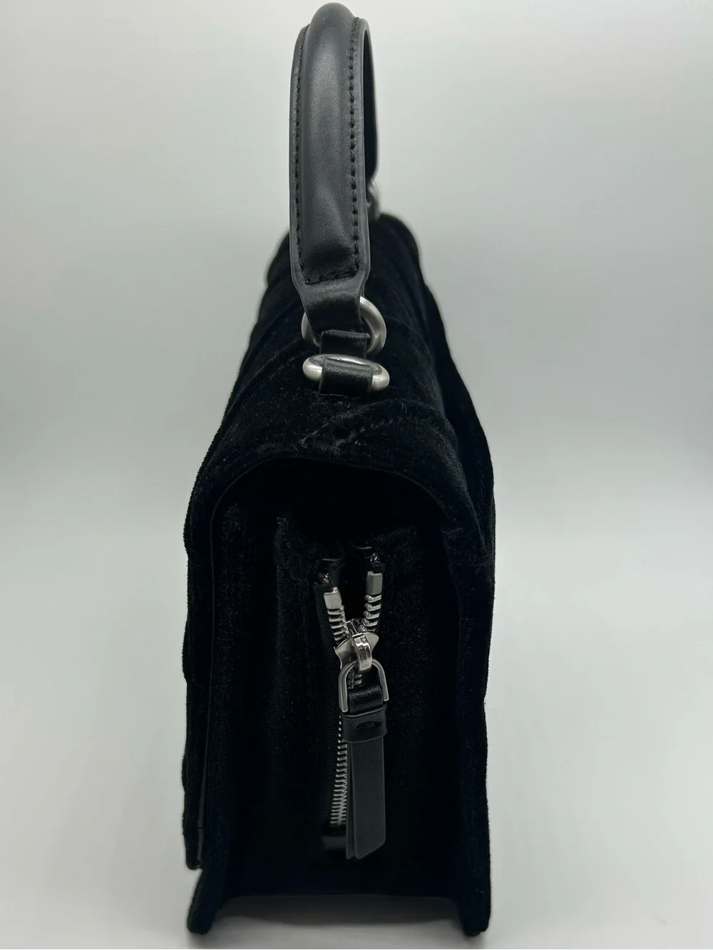 Aimee Kestenberg Black Velvet Chevron Top‎ Handle Satchel